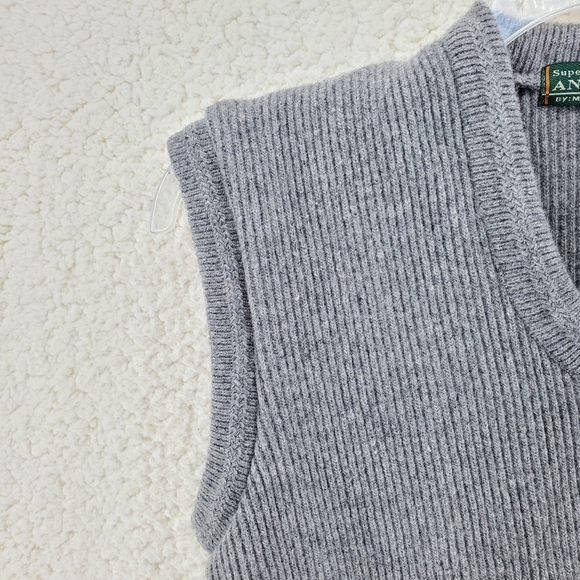 Vtg 90s Y2K Preppy Dad Sweater Vest Pullover Gray V-Neck Mens 40 Super Angoora - Picture 6 of 9